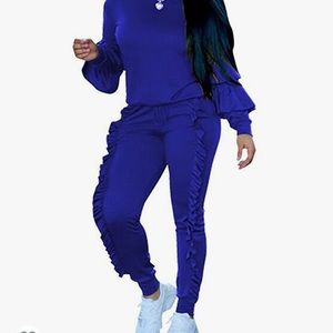 Royal Blue (2) piece Ruffled Romper/Pantsuit